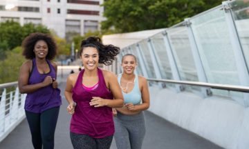 happy women jogging